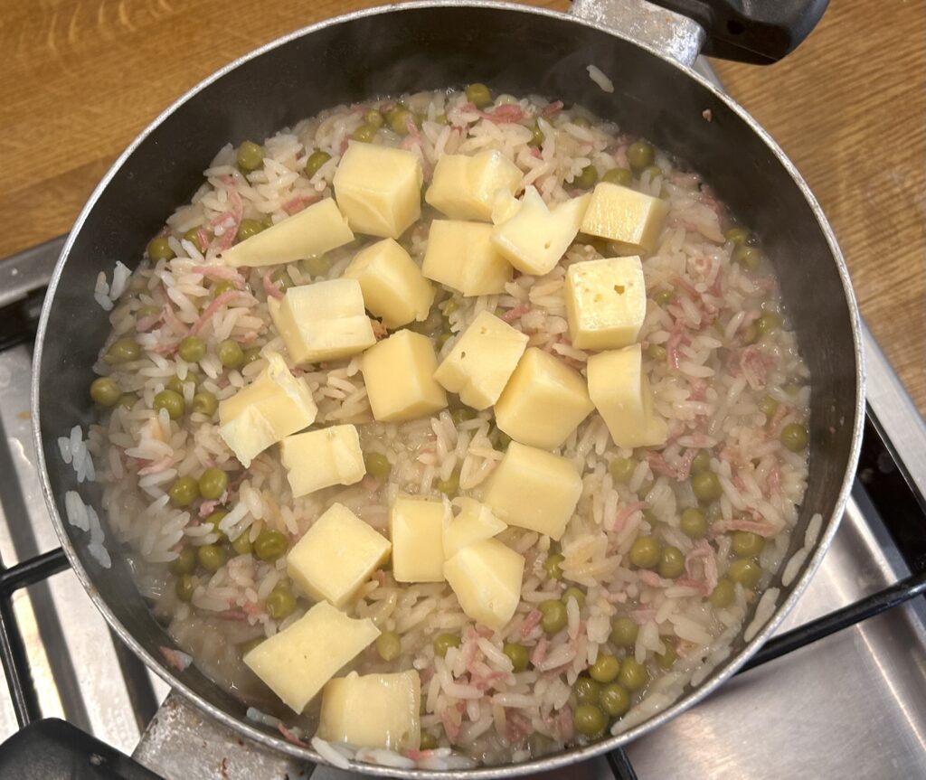 speck - peas & cheese cubes